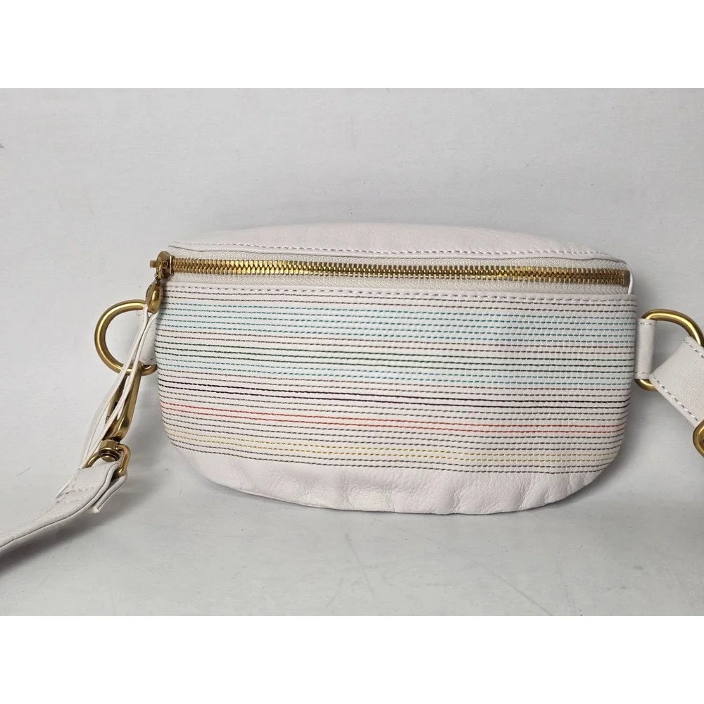 HOBO Fern Belt Bag‎ White Leather Zip Crossbody Shoulderbag